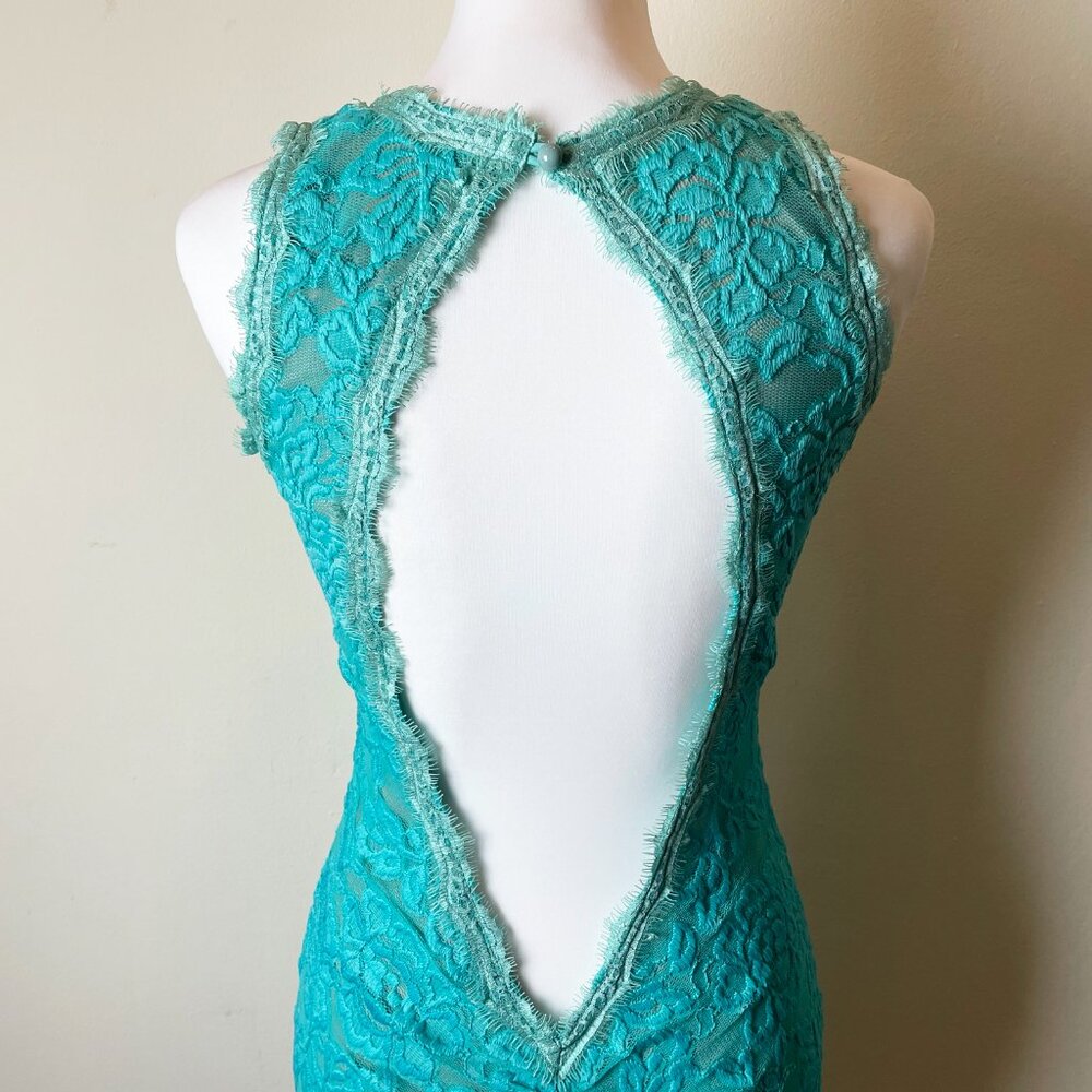 Hot Miami Styles Sexy Teal Lace Dress | Padded Bra Open Back | Size M - Picture 4 of 14